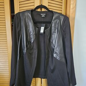 City Chic Black Women's Blazer with Faux Leather Accents